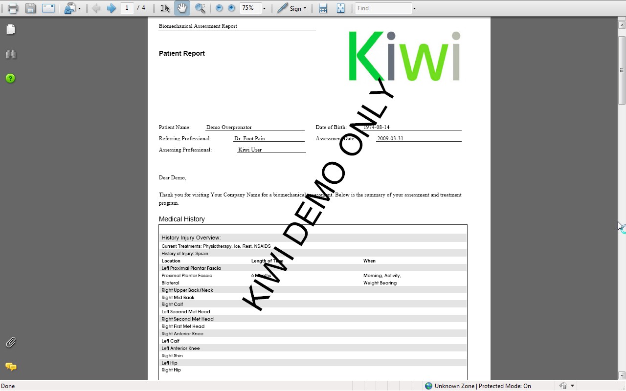 Kiwi one-click patient reports